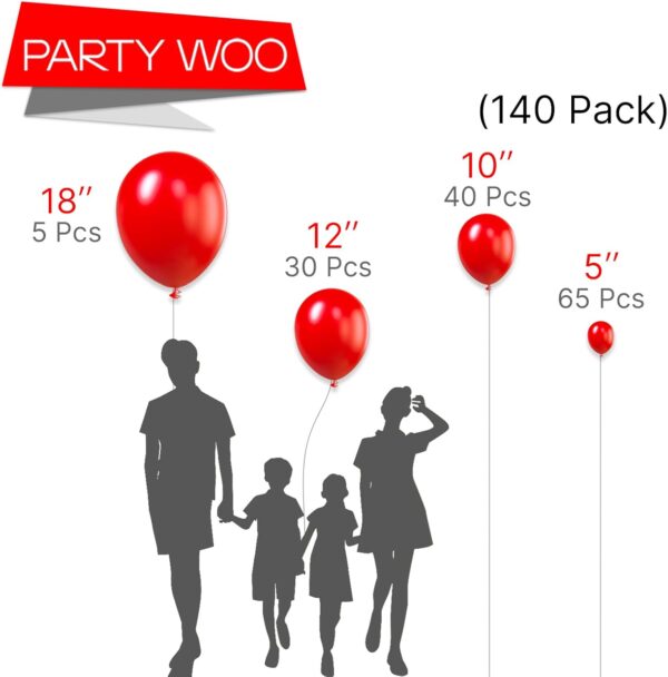 PartyWoo Red Balloons, 140 pcs - Image 4