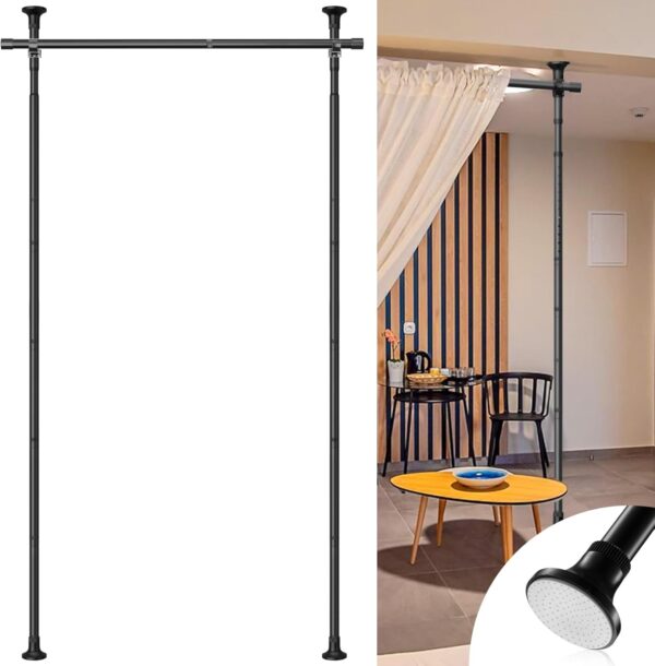 Freestanding Room Divider Curtain Rod - No Drilling Partition Room Dividers Wall,28-72inch(W)