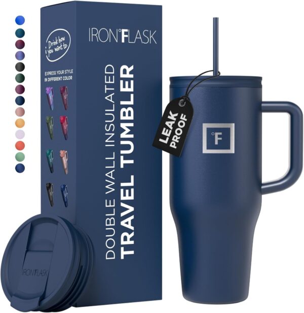 IRON °FLASK Co-Pilot Insulated Mug w/Straw & Flip Cap Lids