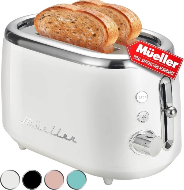 MÜELLERHOME Retro Toaster 2 Slice, 7 Browning Levels, 3 Functions