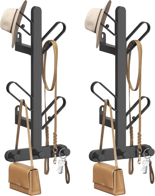 SONGMICS HOME Set of 2 Wall-Mounted Coat Racks, Wall Hooks, Branch-Look Racks with 14 Hooks