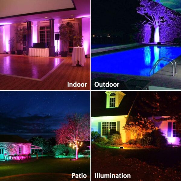 MELPO Led Flood Light Outdoor, 50W RGB Color Changing Landscape Lighting with Remote - Image 3