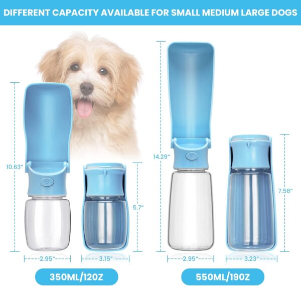 Foldable Dog Water Bottle - 19oz Portable Dog Water Dispenser | Leak Proof & Food - Image 2