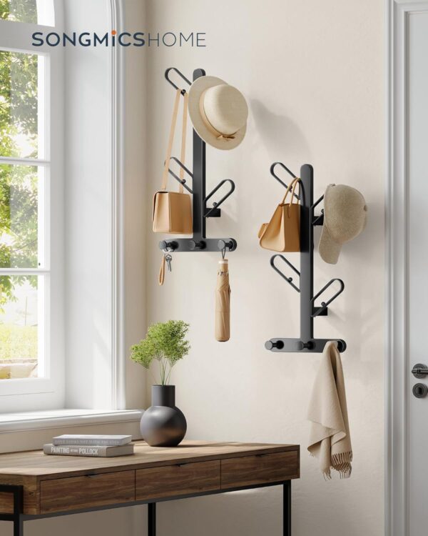 SONGMICS HOME Set of 2 Wall-Mounted Coat Racks, Wall Hooks, Branch-Look Racks with 14 Hooks - Image 2