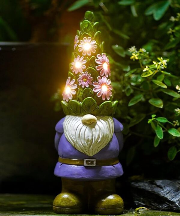 Solar Garden Outdoor Statues Turtle with Succulent and 7 LED Lights - Image 2