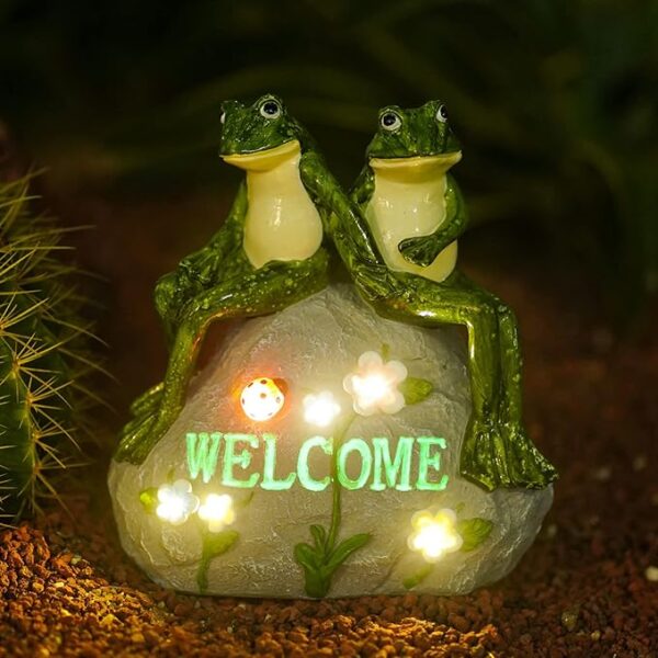 Solar Garden Outdoor Statues Turtle with Succulent and 7 LED Lights - Image 3