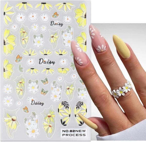 Flower Nail Art Stickers Colorful Daisy Use code: 508UCNR5 - Image 3