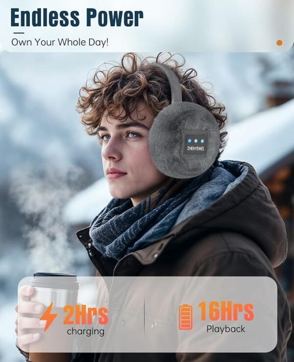 Bluetooth Ear Muffs for Winter Wireless Ear Warmers Headphones - Image 2