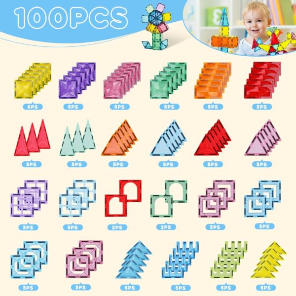 Tiles, 100PCS Magnetic Blocks Set, 4D Diamond Magnet Building Blocks - Image 4