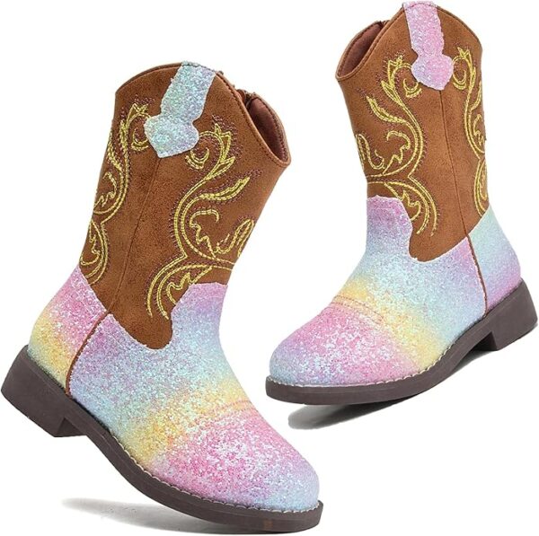 Glitter Square Toe Cowgirl Boots Cowboy Western Boots Boys Girls