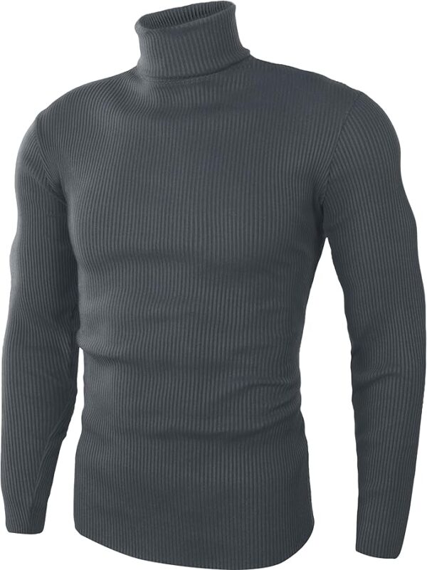 NY Threads Mens Ribbed Turtleneck Slim Fit Pullover Casual Long Sleeves Basic Top