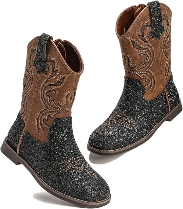 Glitter Square Toe Cowgirl Boots Cowboy Western Boots Boys Girls - Image 4