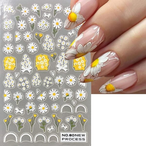 Flower Nail Art Stickers Colorful Daisy Use code: 508UCNR5 - Image 4