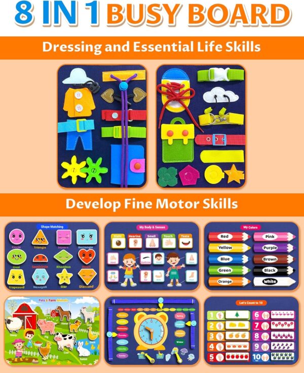 Exorany Busy Board Montessori Toys for 1 2 3 4 Year Old Boy & Girl - Image 3