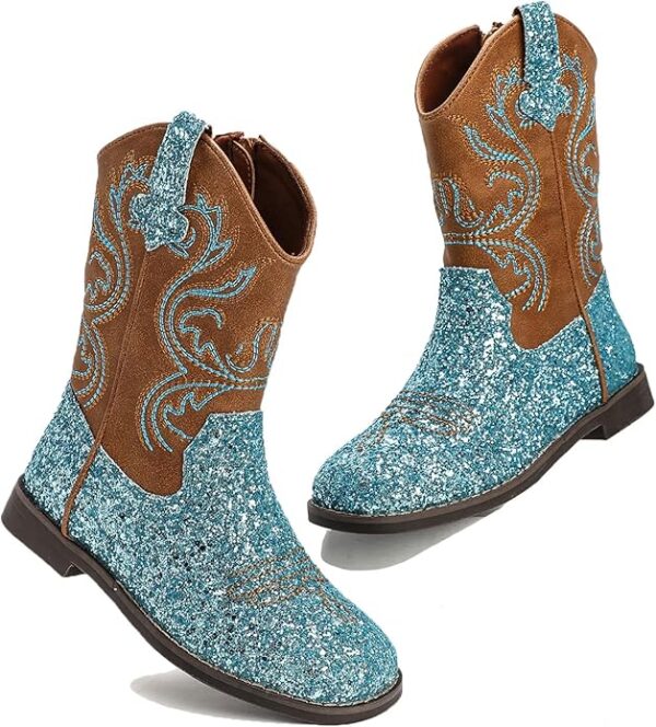 Glitter Square Toe Cowgirl Boots Cowboy Western Boots Boys Girls - Image 2