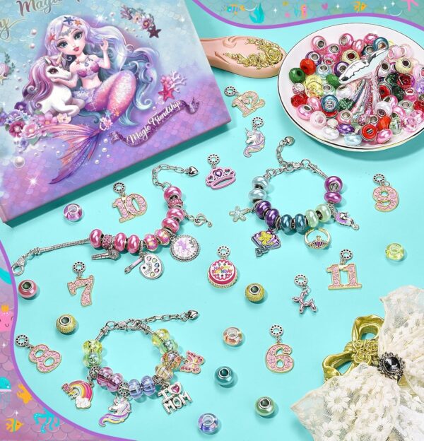 Charm Bracelet Making Kit & Unicorn/Mermaid Girl Toy - Image 3