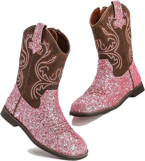 Glitter Square Toe Cowgirl Boots Cowboy Western Boots Boys Girls - Image 3