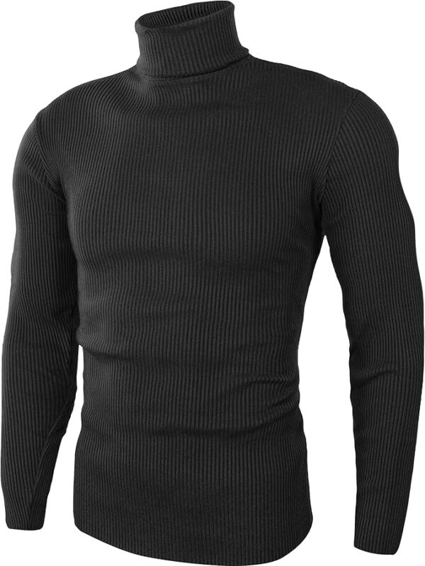 NY Threads Mens Ribbed Turtleneck Slim Fit Pullover Casual Long Sleeves Basic Top - Image 2