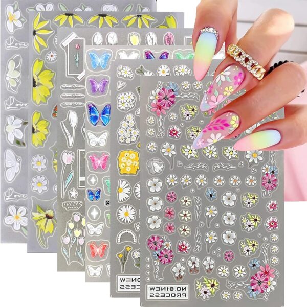 Flower Nail Art Stickers Colorful Daisy Use code: 508UCNR5