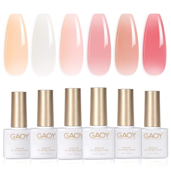 GAOY Milky White x Jelly Nude Gel Nail Polish Set