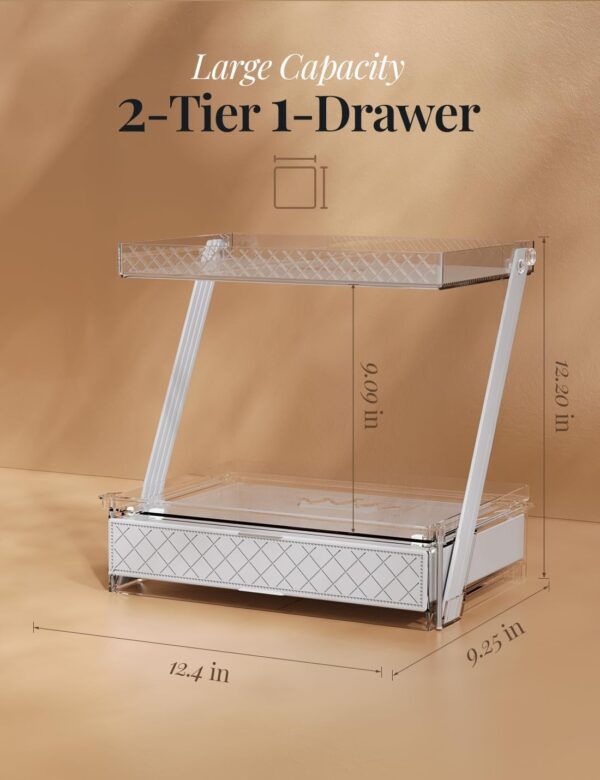 Modern Stylish 2-Tier Drawer Bathroom Counter Organizer - Easy Access & Stable Countertop Skincare & Makeup Vanity - Image 4