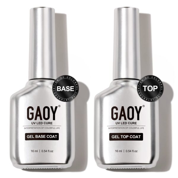 GAOY 16ml 2 Pcs Glassy Gel Top Coat and Base Coat Set,No Wipe Foundation -63%