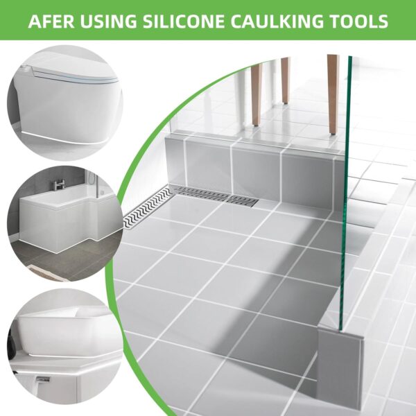 Tool 5 in 1, Caulk Remover & Silicone Sealant Finishing Kit with Grout Scraper - Image 2