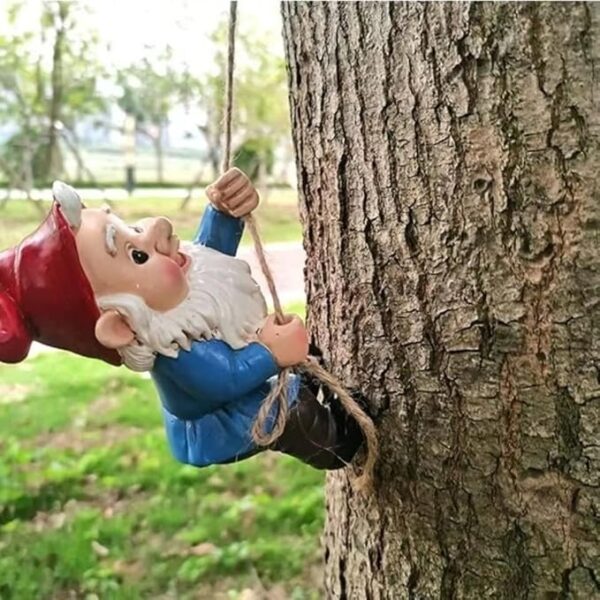 Climbing Gnomes Tree Faces Decor Outdoor for Yard, Adorable Gnome Elf Out Hugger Fairy Door Statue for Tree -11% - Image 4