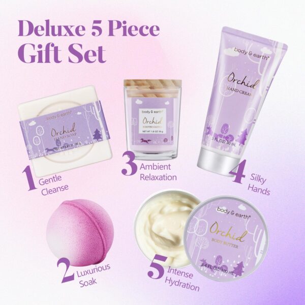 Spa Gifts for Women, Body & Earth 5 Pcs Gifts for Women Orchid Gift Sets for Women, Bath and Body -57% - Image 3