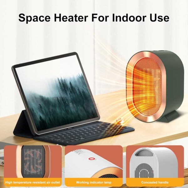 Indoor Electric Portable Space Heater, 1200W Personal Desk Heater, Fast Quiet Heating Ceramic - Image 3