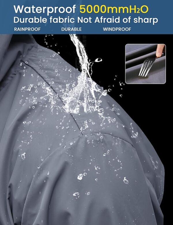 COOFANDY Men's Long Raincoat Ligtweight Rain Jacket Waterproof - Image 3