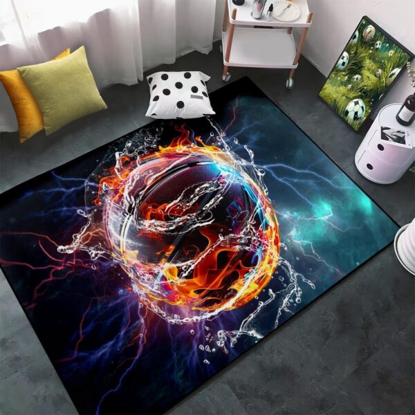 Basketball Rug for Boys Bedroom - Sports Rug Fire Basketball Printed Carpets for Living Room Bedroom - Image 5