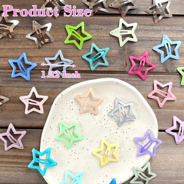 30 PCS 1.22" Sparkling Star Hair Clips Snap Star Hair Accessories Non Slip Star Clips for Girls Women Children's -40% - Image 3