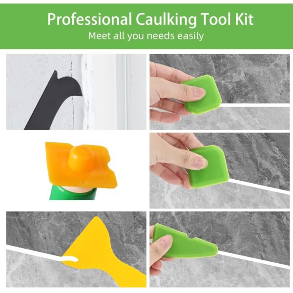 Tool 5 in 1, Caulk Remover & Silicone Sealant Finishing Kit with Grout Scraper - Image 4