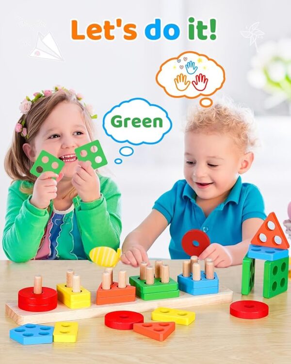 Montessori Toys for 1 2 3 Year Old Boy Girl, Wooden Sensory Toys - Image 2