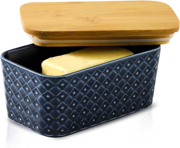 Ceramic Butter Dish with Lid,Large Butter Container with Airtight Cover for Countertop -5%