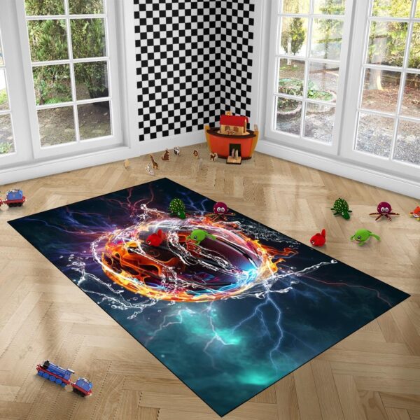 Basketball Rug for Boys Bedroom - Sports Rug Fire Basketball Printed Carpets for Living Room Bedroom - Image 6