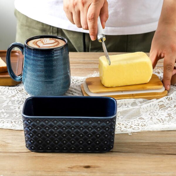 Ceramic Butter Dish with Lid,Large Butter Container with Airtight Cover for Countertop -5% - Image 5