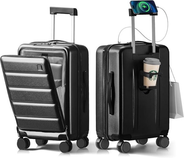 20 IN Carry On Luggage 22x14x9 Airline Approved - Front Pocket Hardside Travel Suitcase