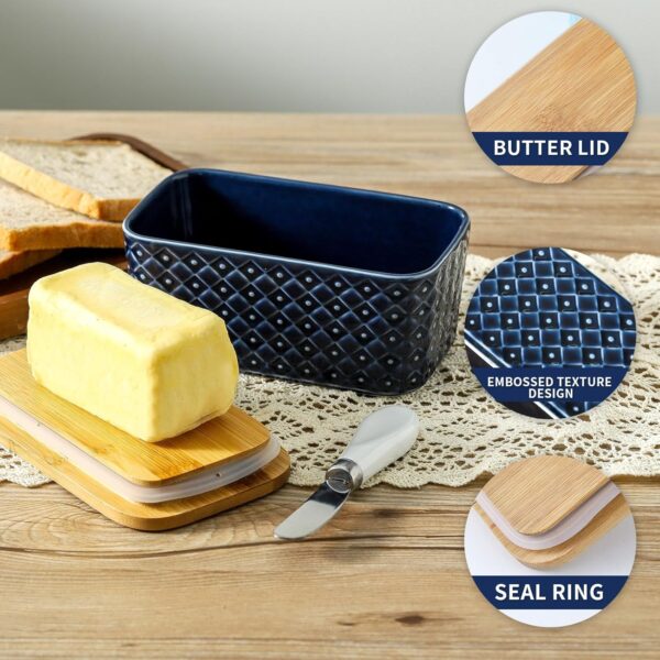 Ceramic Butter Dish with Lid,Large Butter Container with Airtight Cover for Countertop -5% - Image 3