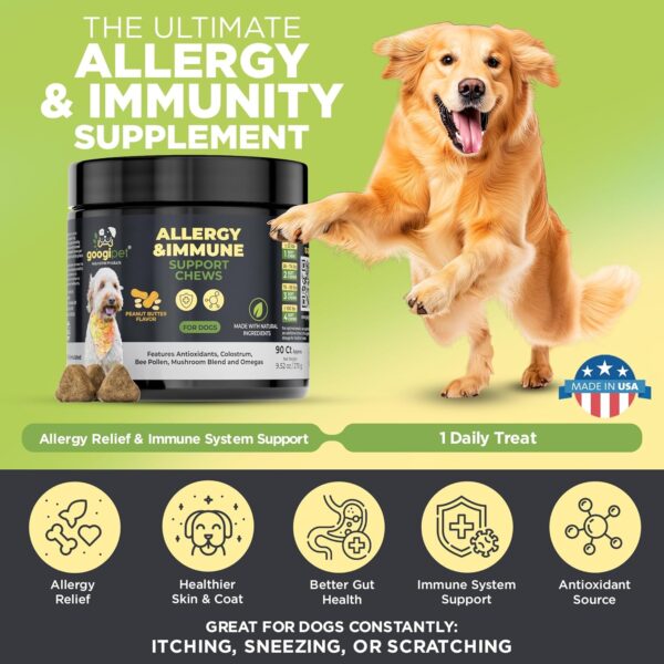 Googipet Dog Allergy Chews, Dog Allergy Relief & Itchy Skin Relief, Skin & Coat Supplement +Bee Pollen - Image 5