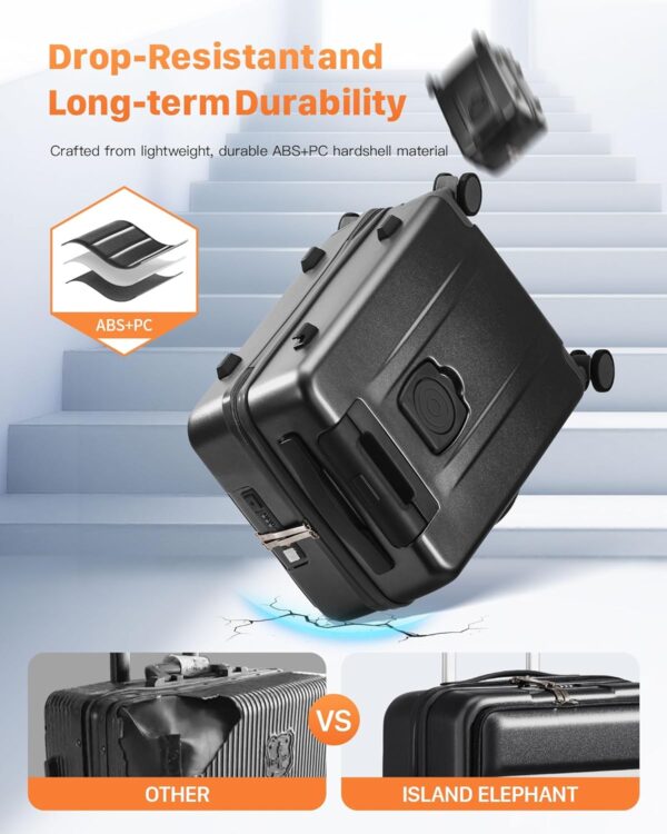 20 IN Carry On Luggage 22x14x9 Airline Approved - Front Pocket Hardside Travel Suitcase - Image 2