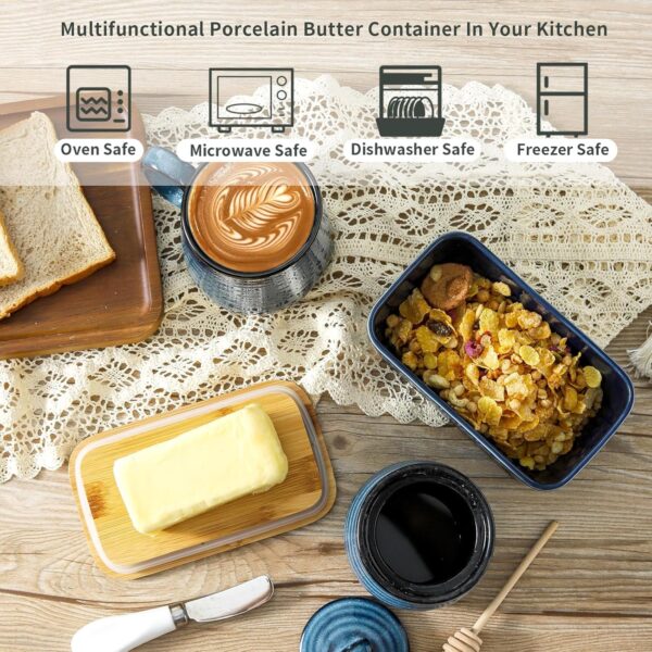 Ceramic Butter Dish with Lid,Large Butter Container with Airtight Cover for Countertop -5% - Image 4