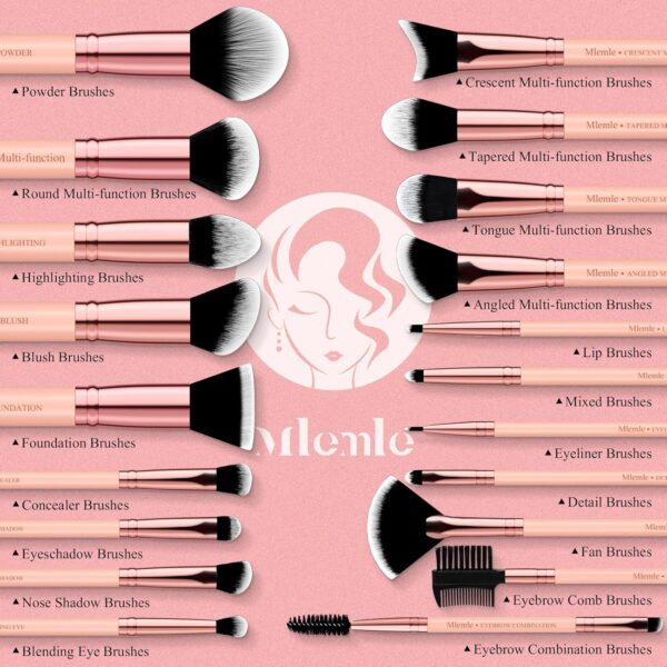 Makeup Brushes Set, Mlemle Professional 20 Pcs Premium Synthetic Foundation -43% - Image 2