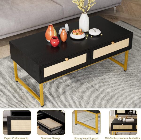 Towallmark Coffee Table with Hidden Compartment and Storage Shelf, 45.66 Inch Coffee Table - Image 4