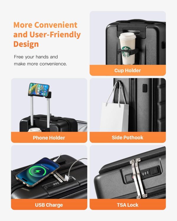 20 IN Carry On Luggage 22x14x9 Airline Approved - Front Pocket Hardside Travel Suitcase - Image 4