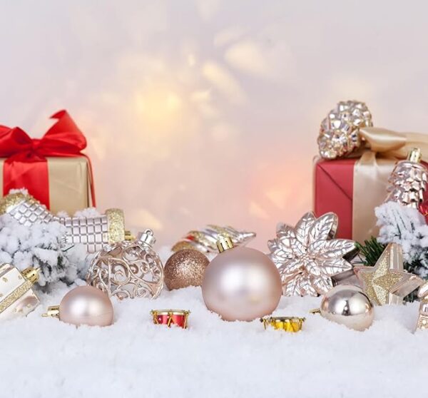 AMS 90ct Christmas Ball Assorted Pendants Shatterproof Tree Ornaments Seasonal Decorations in a Reusable Hand-Help - Image 3