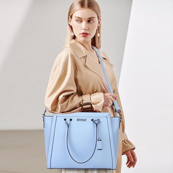 Laptop Tote Bag for Women - Travel Computer Handbag with Long Shoulder Strap - Image 3