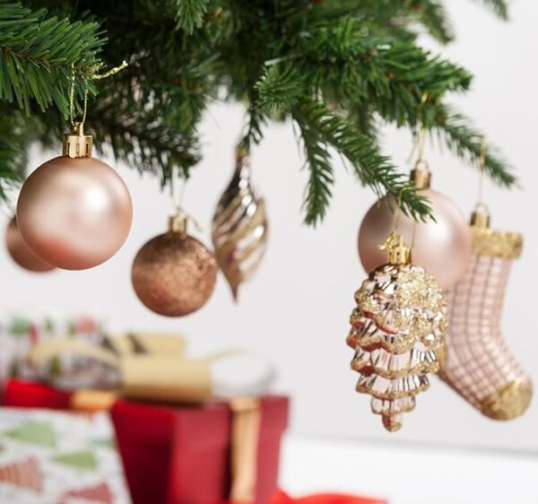 AMS 90ct Christmas Ball Assorted Pendants Shatterproof Tree Ornaments Seasonal Decorations in a Reusable Hand-Help - Image 5
