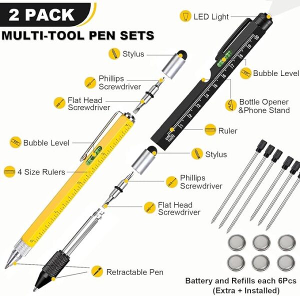 Gifts for Men,Personalized Pens Dad Gifts from Daughter Son, 9 in 1 Multitool Pen with Ruler Level Ballpoint Pen -20% - Image 5